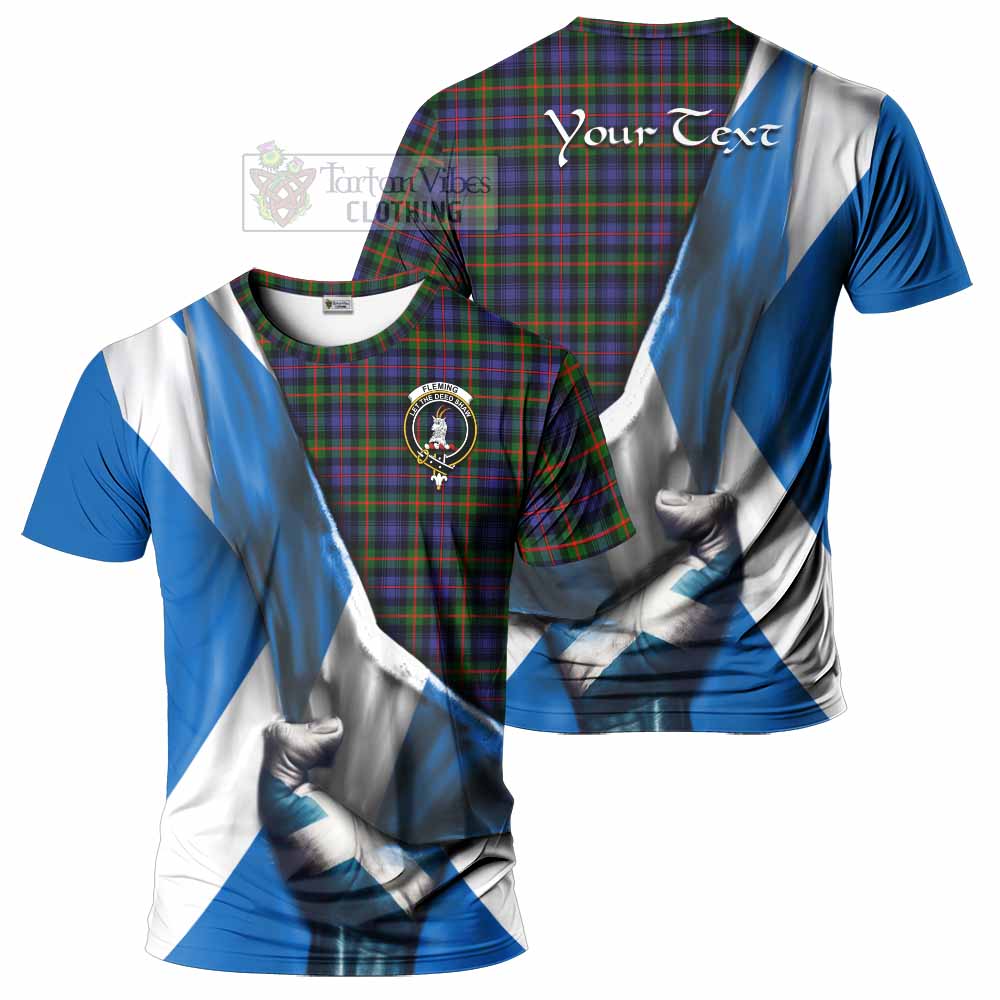 Tartan Vibes Clothing Fleming Tartan T-Shirt with Family Crest Scotland Patriotic Style