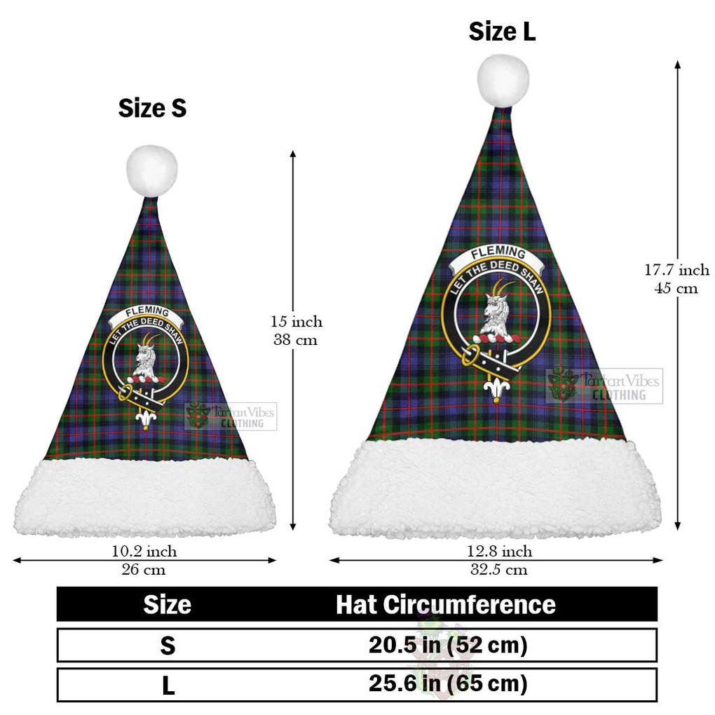 Fleming Tartan Christmas Santa Hats with Family Crest Christmas Hat L 25.6in (65cm) - Tartan Vibes Clothing