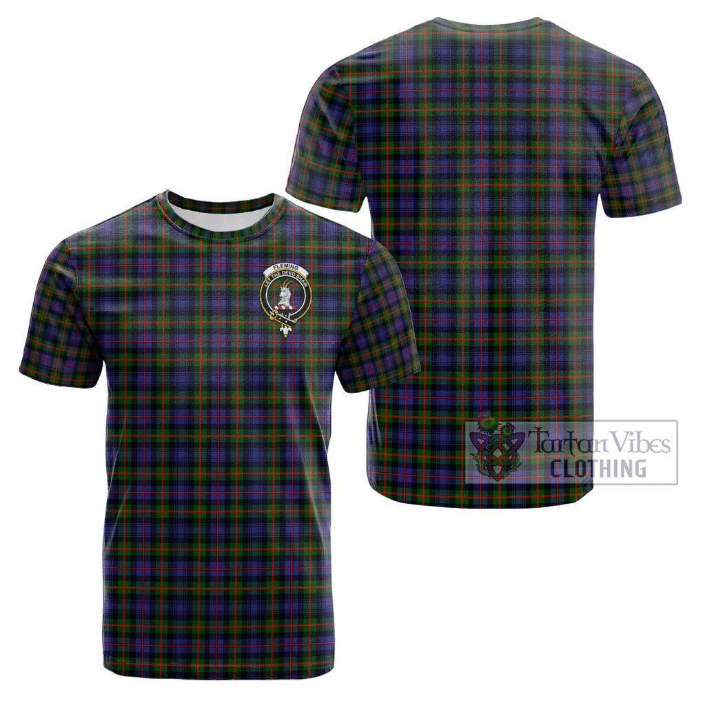 Fleming Tartan Cotton T-Shirt with Family Crest Kid's Shirt - Tartanvibesclothing Shop