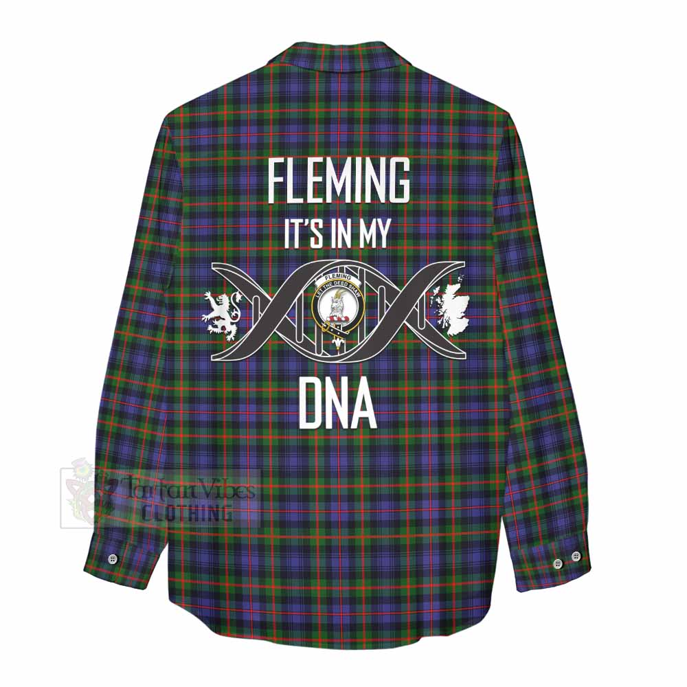 Tartan Vibes Clothing Fleming Tartan Women's Casual Shirt with Family Crest DNA In Me Style