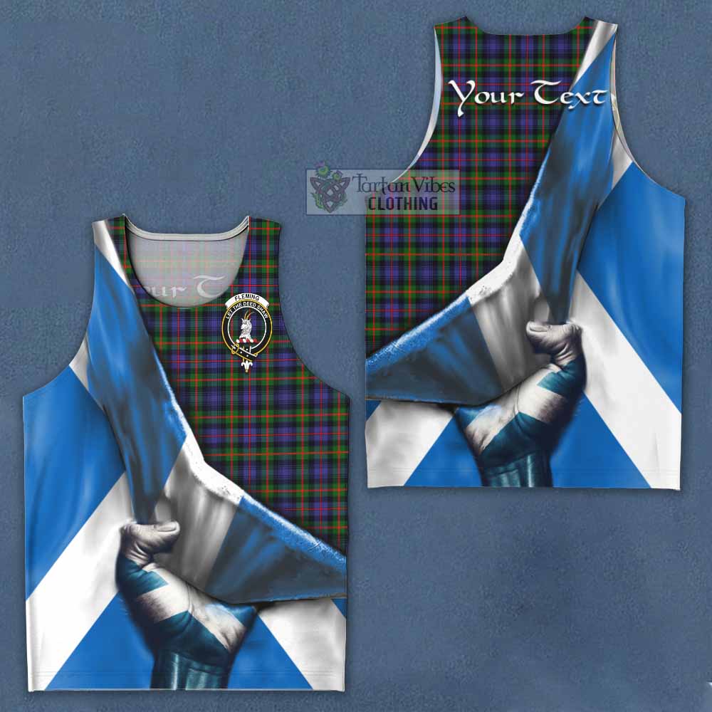 Tartan Vibes Clothing Fleming Tartan Men's Tank Top with Family Crest Scotland Patriotic Style