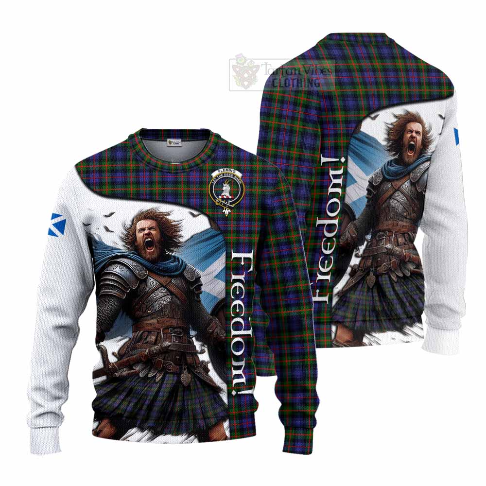 Tartan Vibes Clothing Fleming Crest Tartan Knitted Sweater Inspired by the Freedom of Scottish Warrior