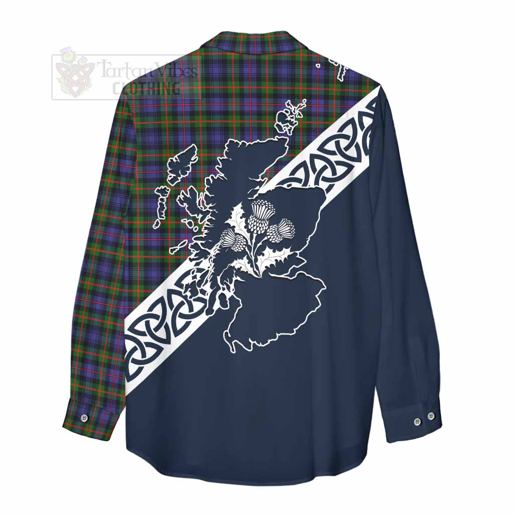 Tartan Vibes Clothing Fleming Tartan Women's Casual Shirt Featuring Thistle and Scotland Map