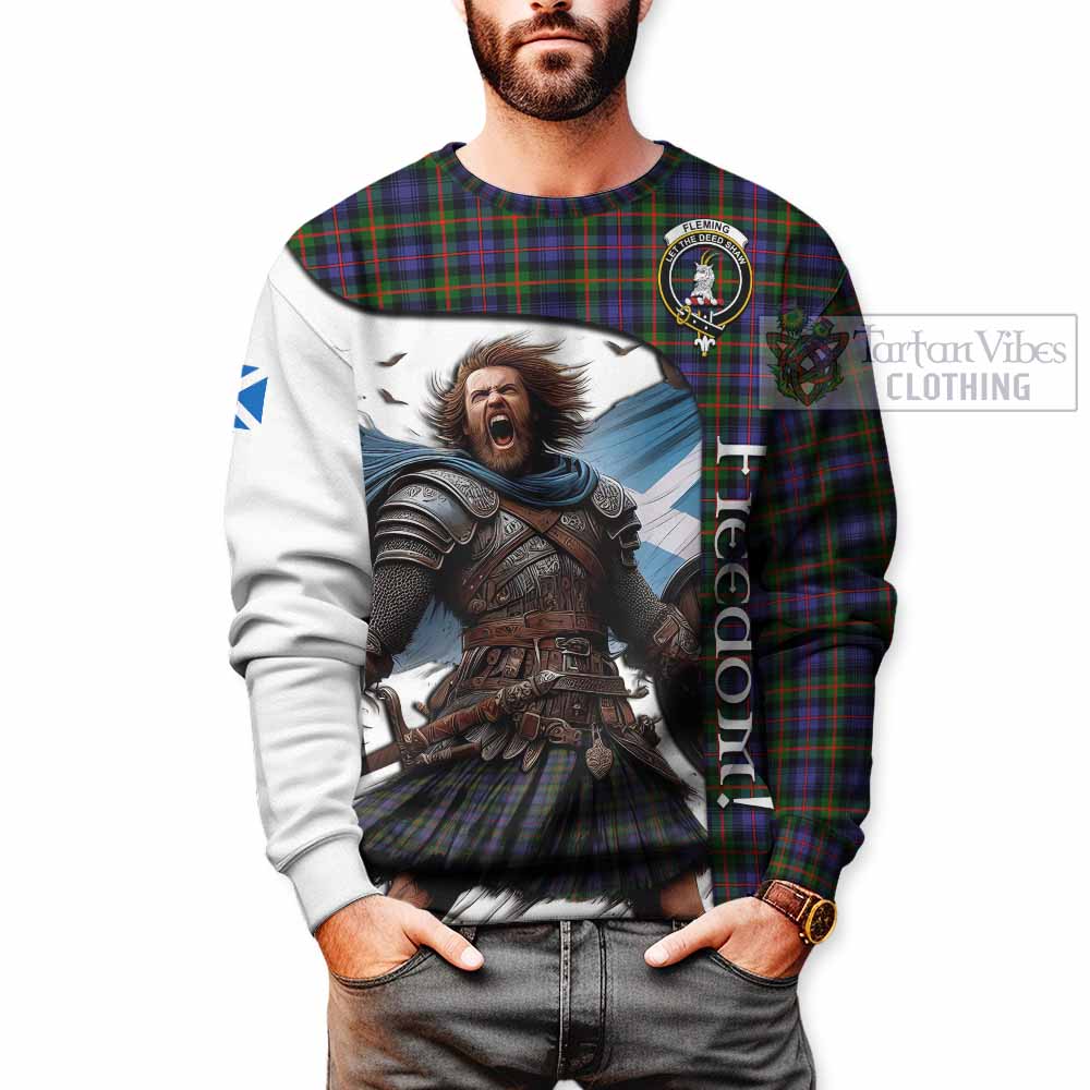 Tartan Vibes Clothing Fleming Crest Tartan Sweatshirt Inspired by the Freedom of Scottish Warrior