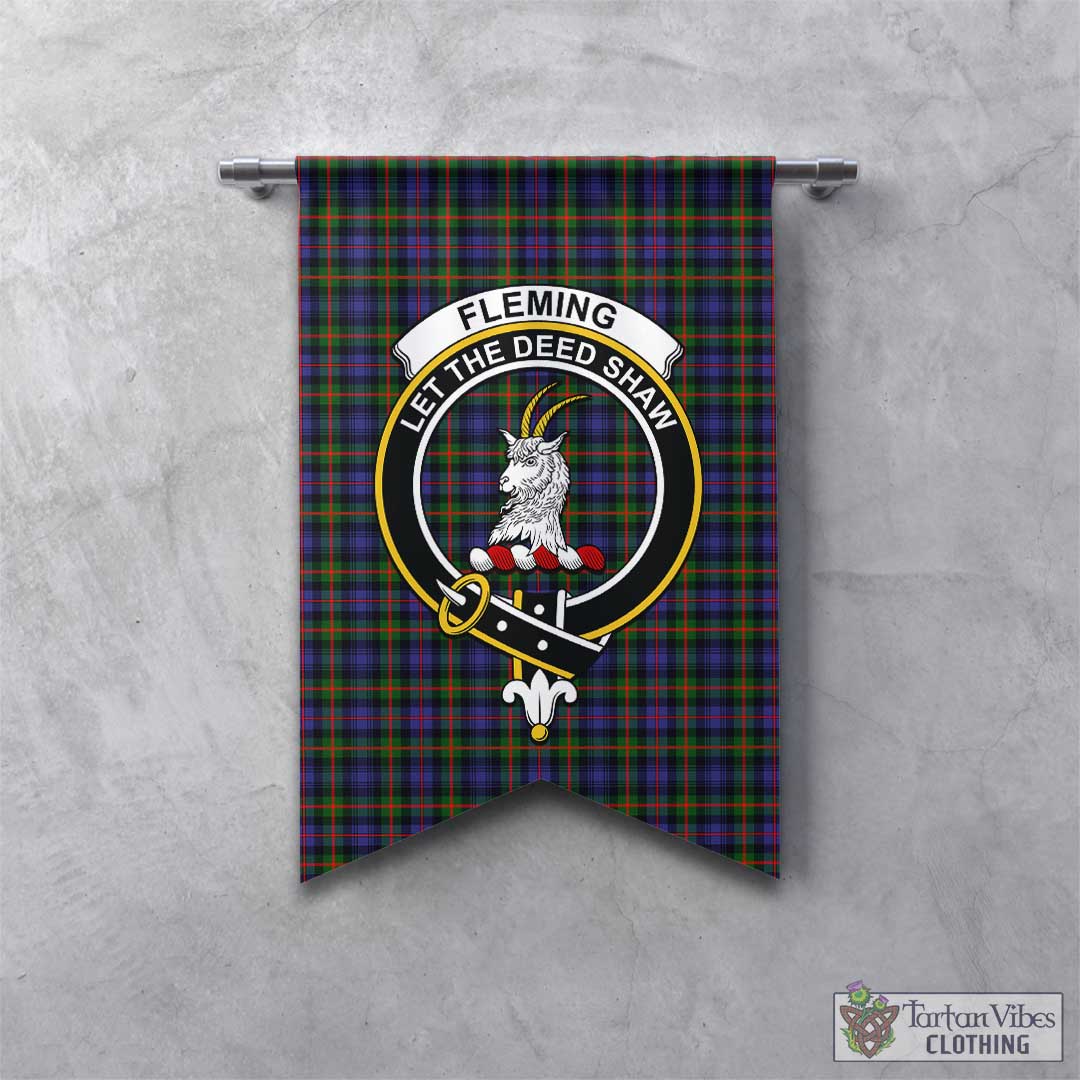 Tartan Vibes Clothing Fleming Tartan Gonfalon, Tartan Banner with Family Crest