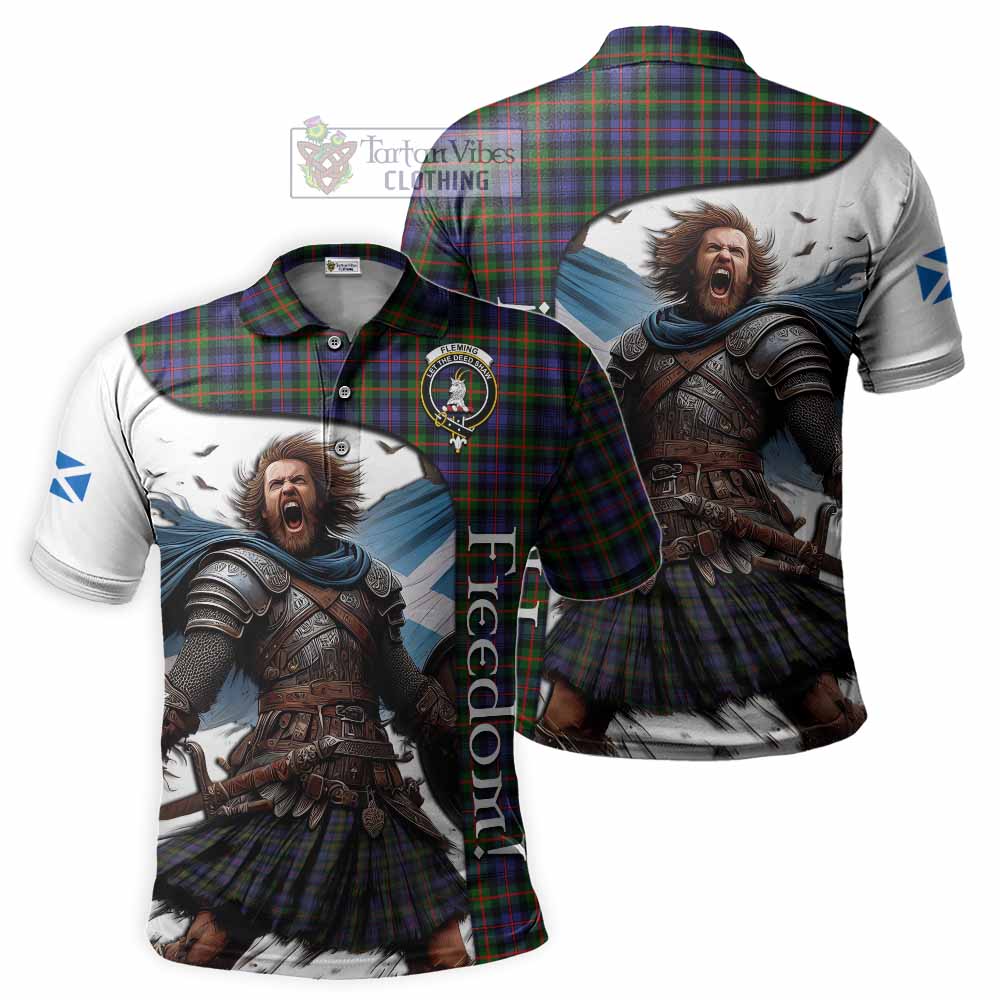 Tartan Vibes Clothing Fleming Crest Tartan Polo Shirt Inspired by the Freedom of Scottish Warrior