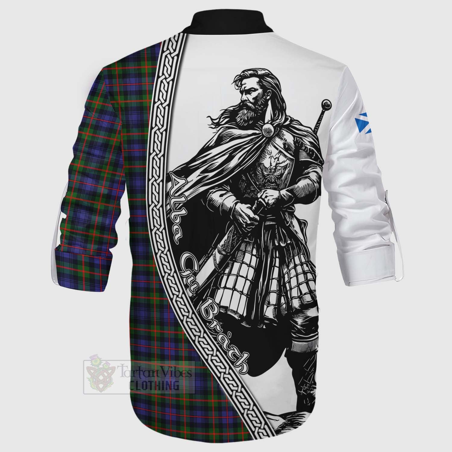 Tartan Vibes Clothing Fleming Tartan Clan Crest Ghillie Kilt Shirt with Highlander Warrior Celtic Style