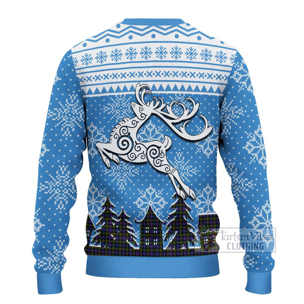 Tartan Vibes Clothing Fleming Clan Christmas Ugly Sweater with Tartan and Celtic Raindeer Style