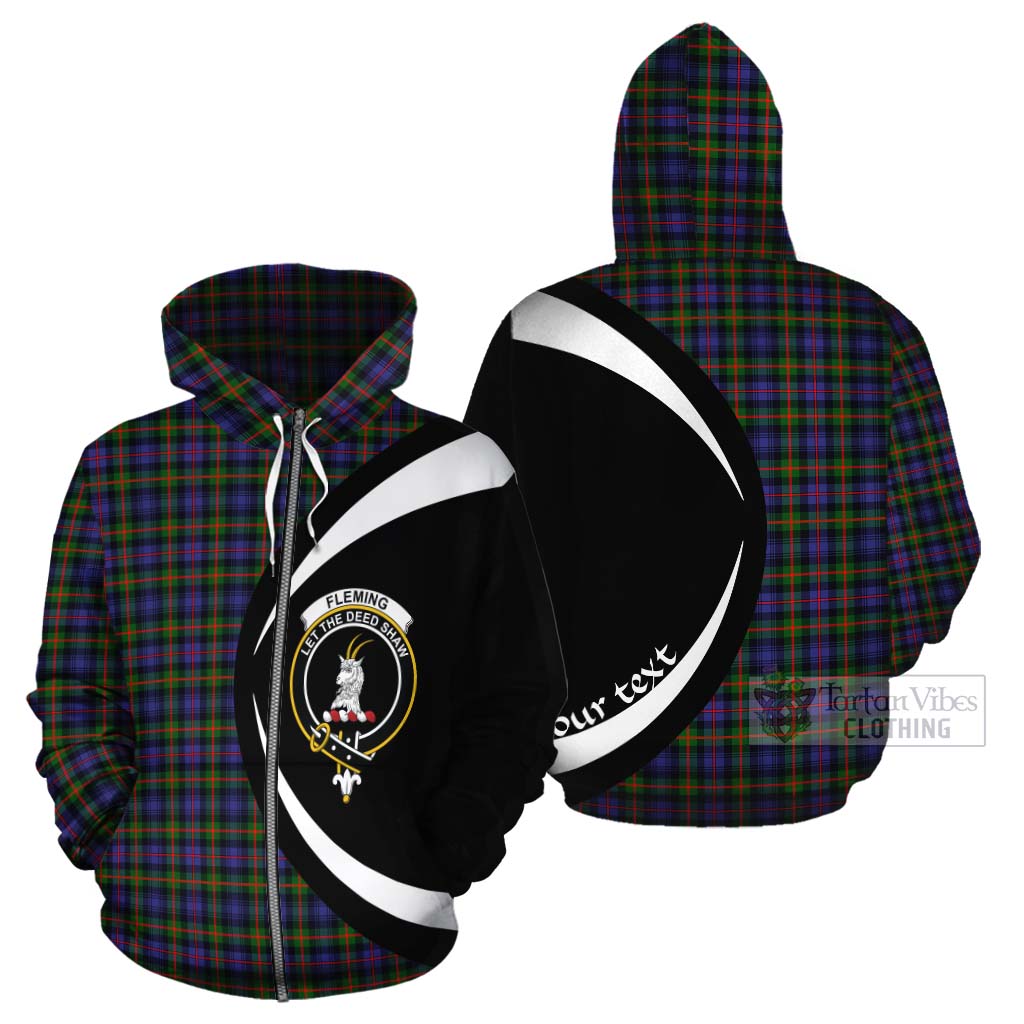 Tartan Vibes Clothing Fleming Tartan Cotton Hoodie with Family Crest Circle Style