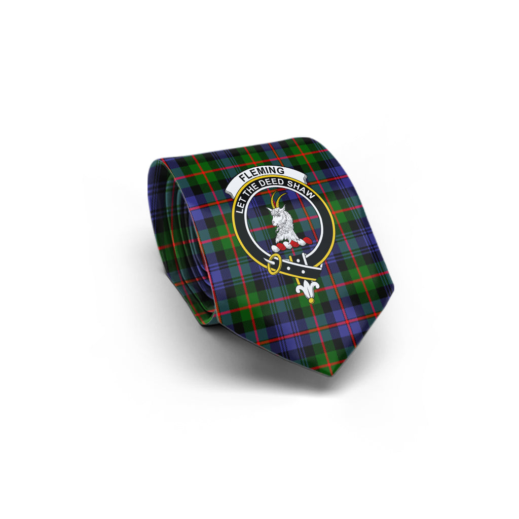 Fleming Tartan Classic Necktie with Family Crest - Tartan Vibes Clothing