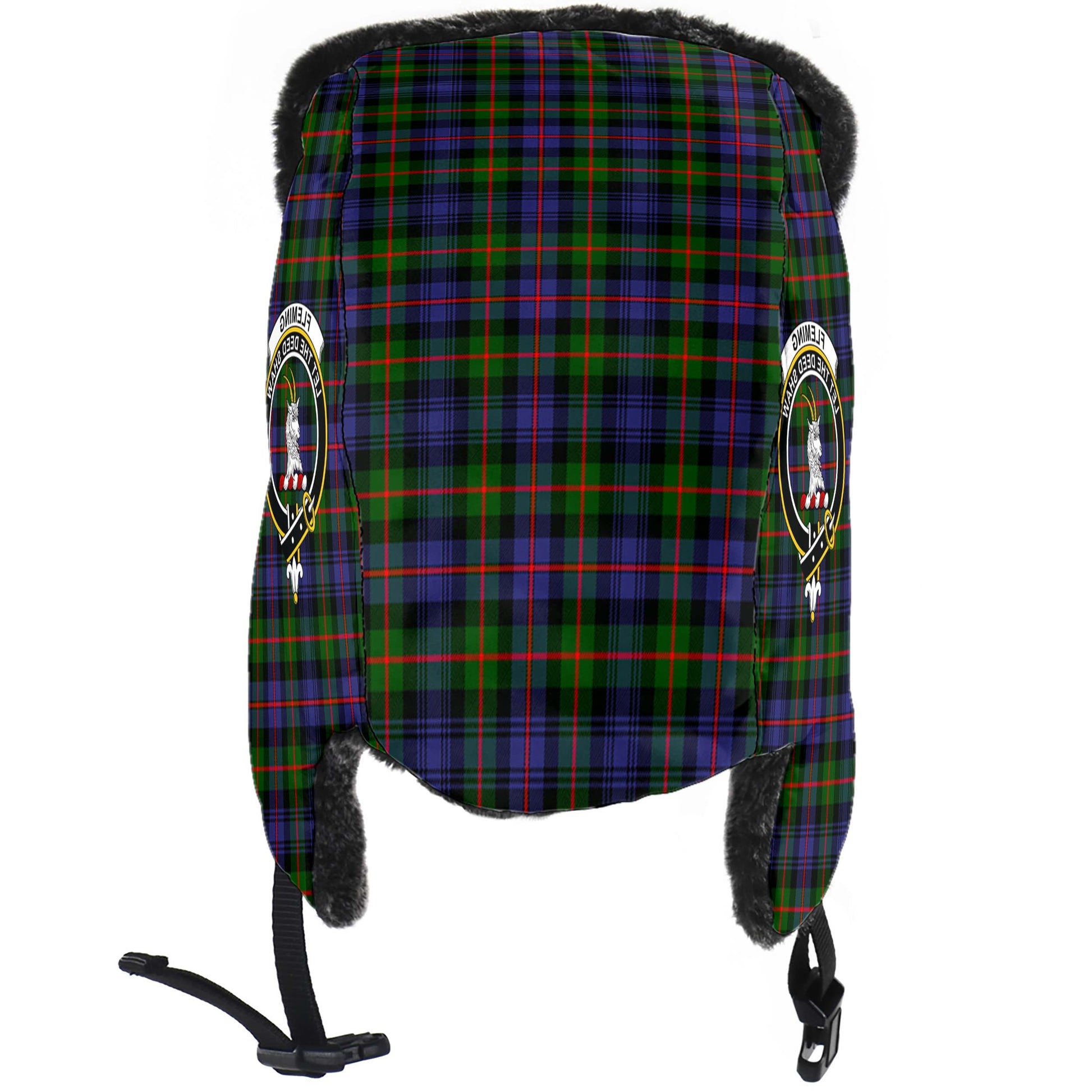 Fleming Tartan Winter Trapper Hat with Family Crest - Tartanvibesclothing