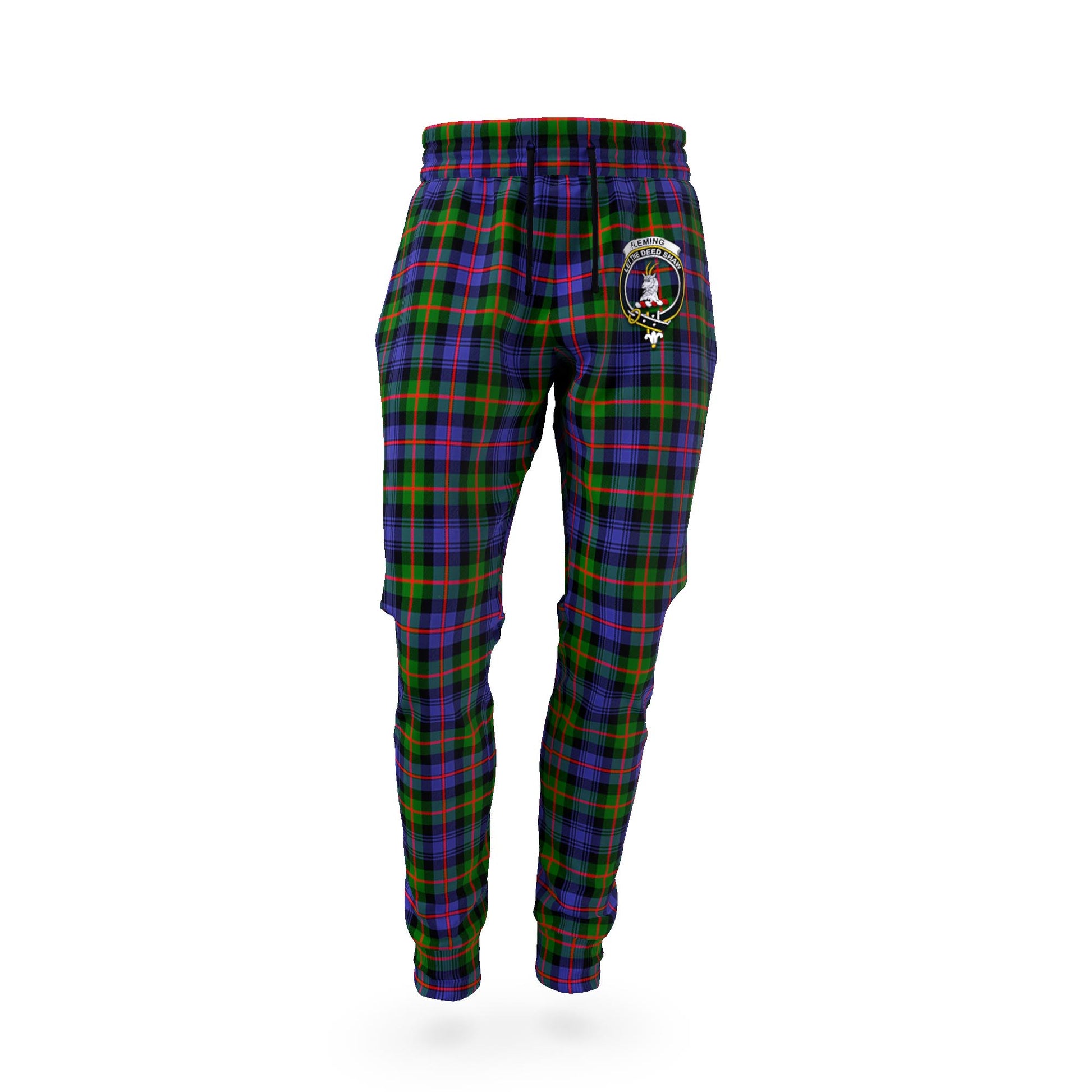 Fleming Tartan Joggers Pants with Family Crest - Tartan Vibes Clothing