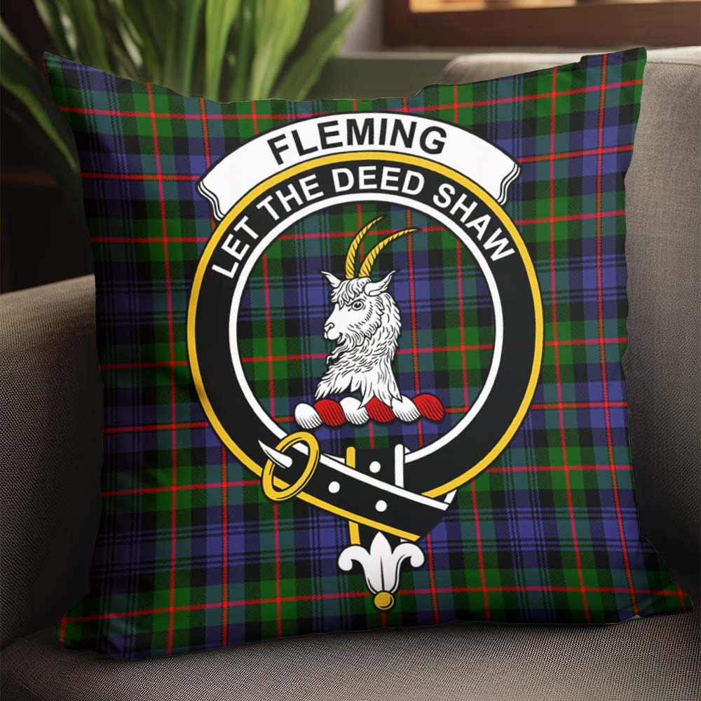 Fleming Tartan Pillow Cover with Family Crest - Tartan Vibes Clothing