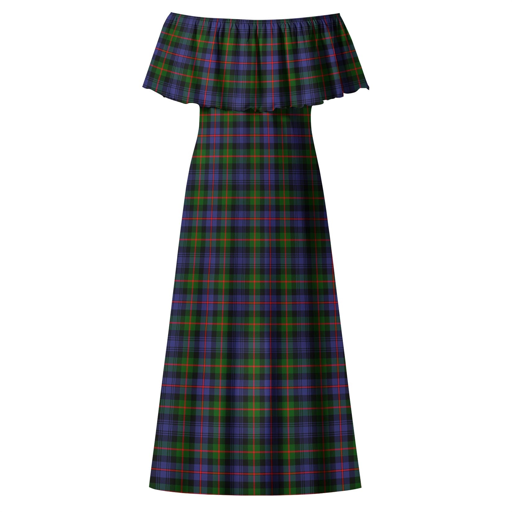 Fleming Tartan Off Shoulder Long Dress - Tartanvibesclothing