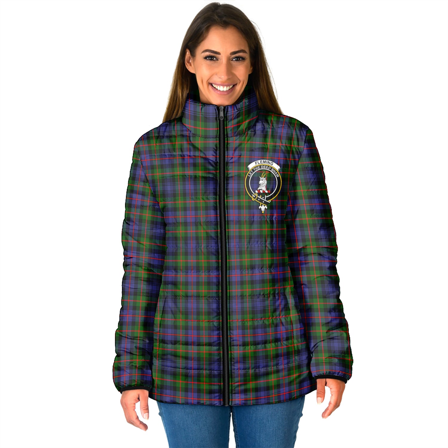 Fleming Tartan Padded Jacket with Family Crest - Tartan Vibes Clothing