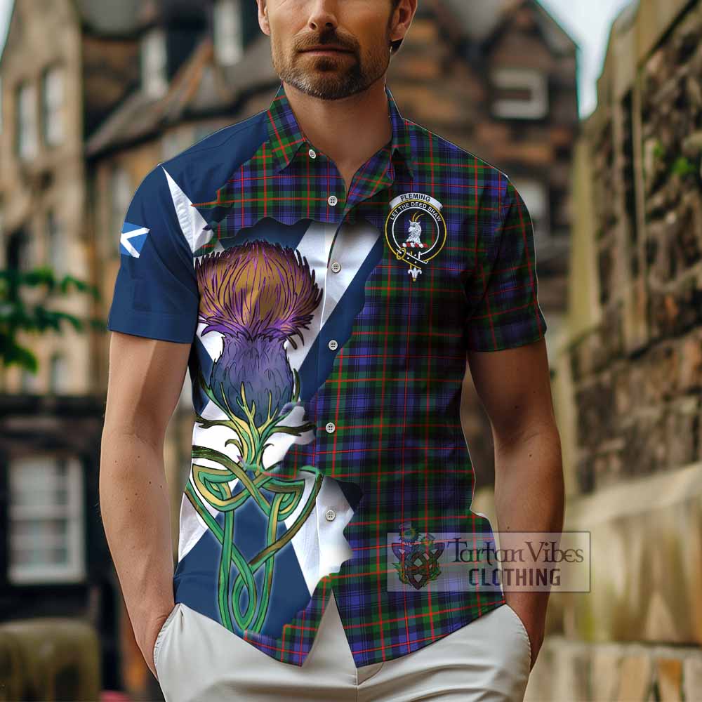 Fleming Tartan Family Crest Hawaiian Shirt Scottish Thistle Celtic Inspired - Tartan Vibes Clothing