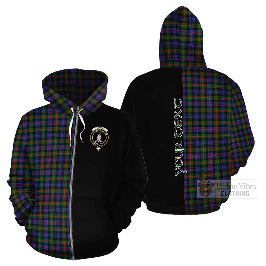 Tartan Vibes Clothing Fleming Tartan Cotton Hoodie with Family Crest and Half Of Me Style