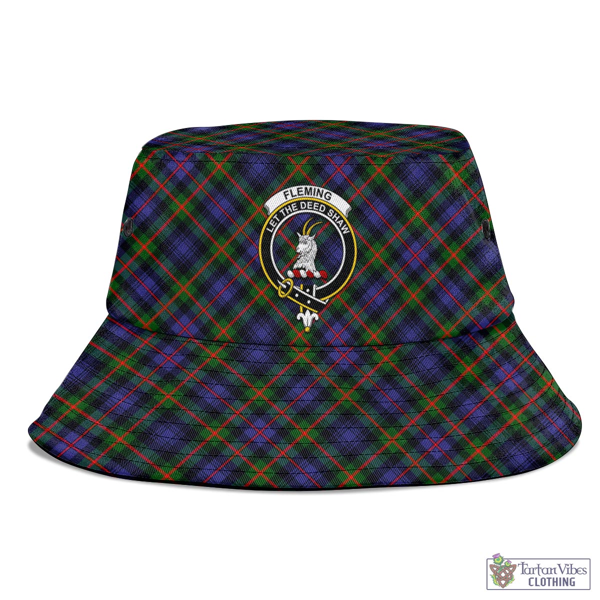 Tartan Vibes Clothing Fleming Tartan Bucket Hat with Family Crest