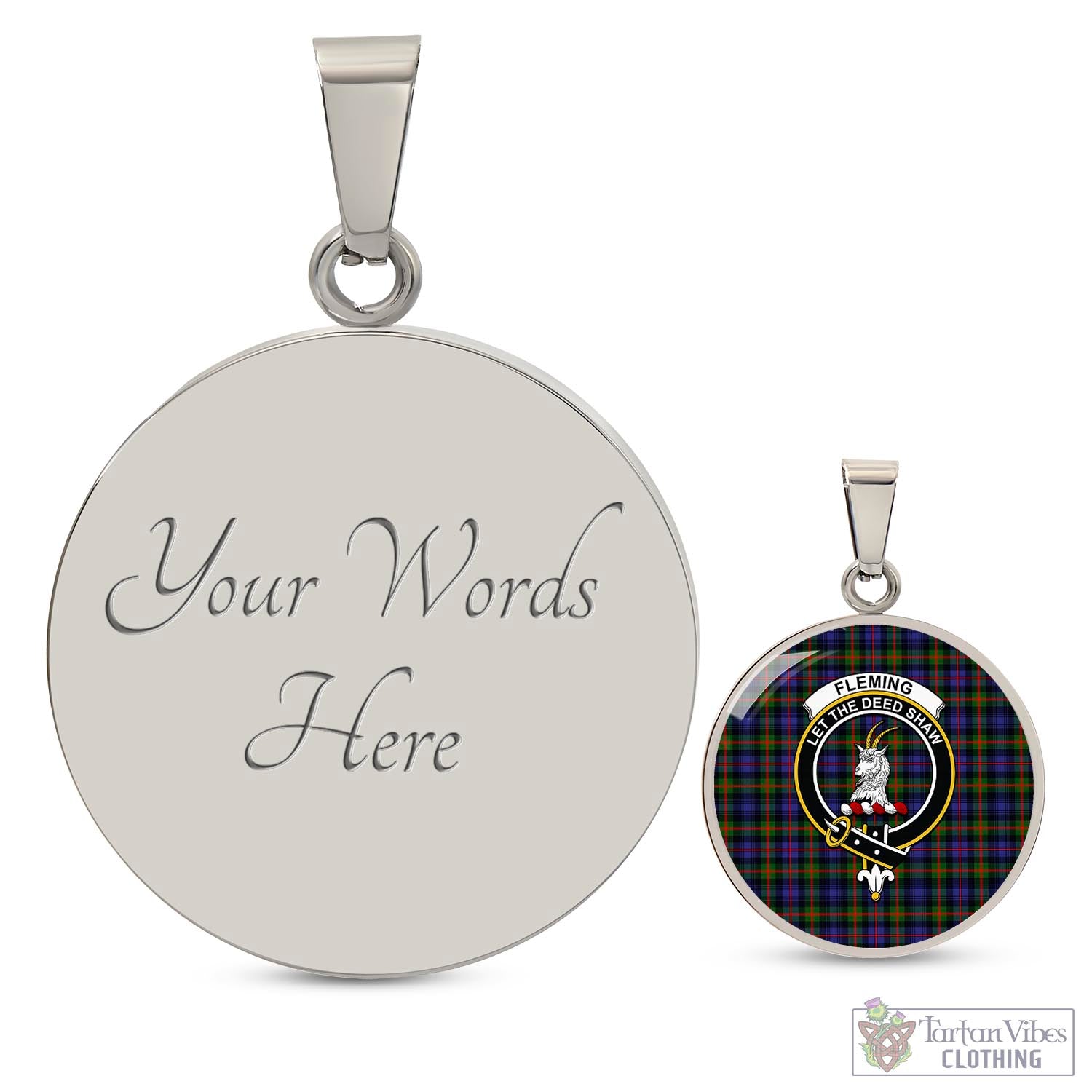 Tartan Vibes Clothing Fleming Tartan Circle Necklace with Family Crest