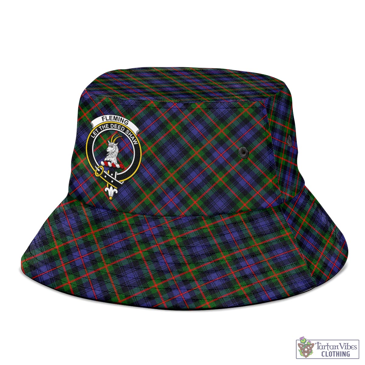 Tartan Vibes Clothing Fleming Tartan Bucket Hat with Family Crest