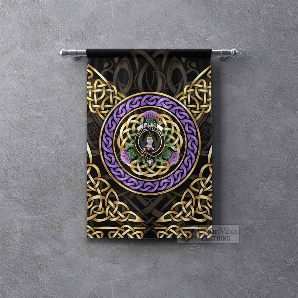 Fleming Clan Crest Gonfalon Celtic Scottish Thistle Rectangle - Tartan Vibes Clothing
