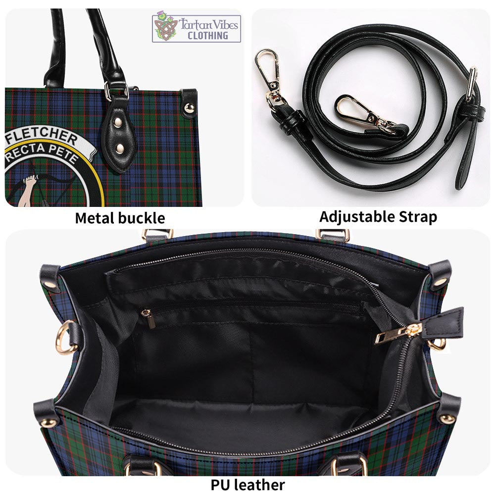 Tartan Vibes Clothing Fletcher Tartan Luxury Leather Handbags with Family Crest