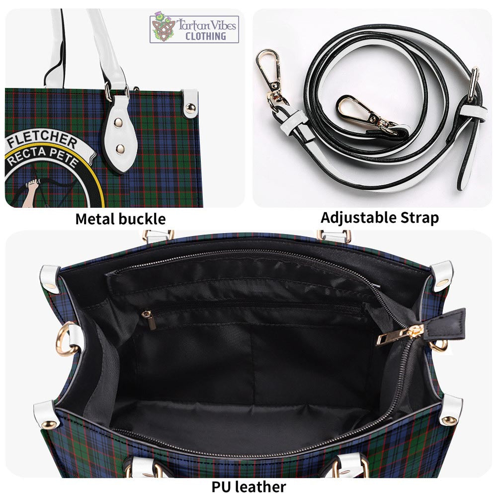 Tartan Vibes Clothing Fletcher Tartan Luxury Leather Handbags with Family Crest