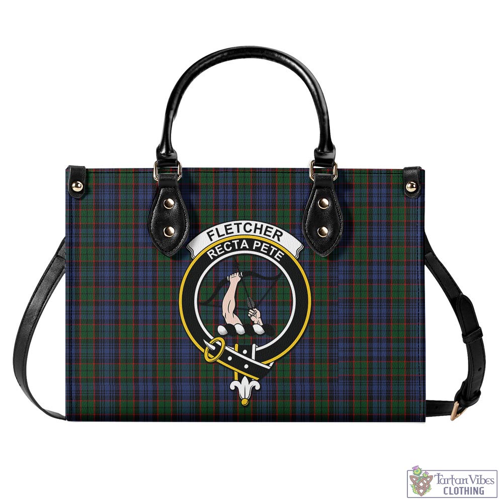 Tartan Vibes Clothing Fletcher Tartan Luxury Leather Handbags with Family Crest