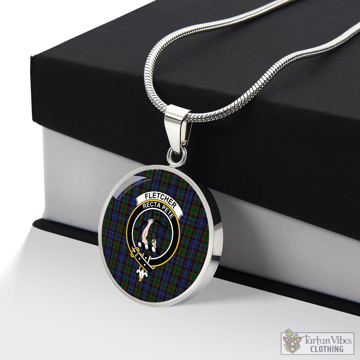 Tartan Vibes Clothing Fletcher Tartan Circle Necklace with Family Crest