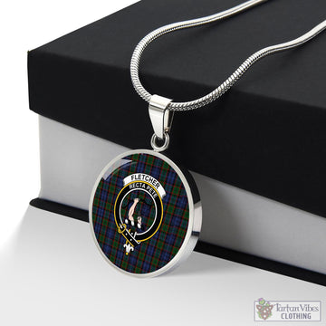 Fletcher Tartan Circle Necklace with Family Crest