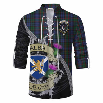 Fletcher Tartan Family Crest Ghillie Kilt Shirt Lion Rampant Royal Thistle Shield Celtic Inspired Men - Tartan Vibes Clothing