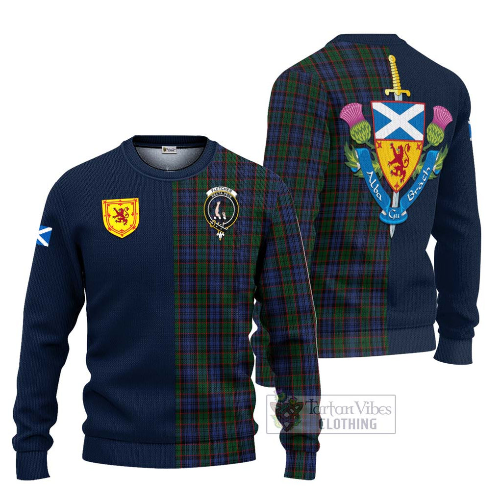 Tartan Vibes Clothing Fletcher Tartan Knitted Sweater with Scottish Lion Royal Arm Half Style