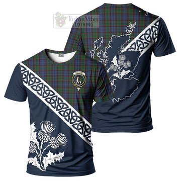 Fletcher Tartan T-Shirt Featuring Thistle and Scotland Map