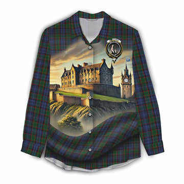 Fletcher Tartan Family Crest Women's Casual Shirt with Scottish Ancient Castle Style Female - Tartan Vibes Clothing