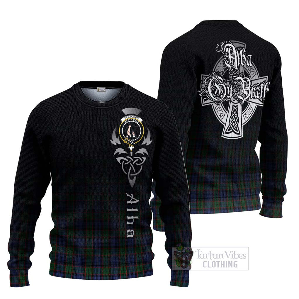 Tartan Vibes Clothing Fletcher Tartan Knitted Sweater Featuring Alba Gu Brath Family Crest Celtic Inspired