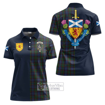 Fletcher Tartan Women's Polo Shirt Alba with Scottish Lion Royal Arm Half Style