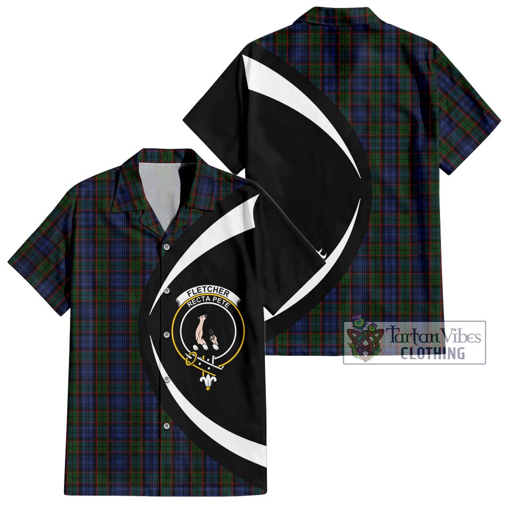 Fletcher Tartan Short Sleeve Button Up with Family Crest Circle Style Kid - Tartan Vibes Clothing