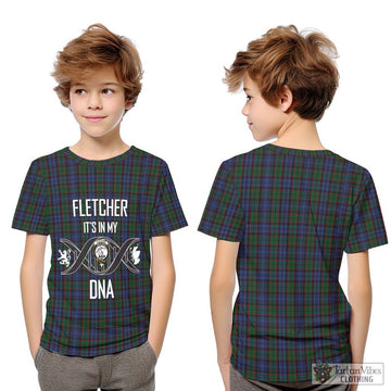 Fletcher Tartan Kid T-Shirt with Family Crest DNA In Me Style Youth XL Size14 - Tartan Vibes Clothing