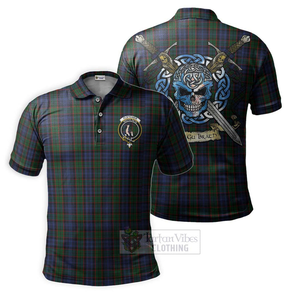 Fletcher Tartan Polo Shirt with Family Crest Celtic Skull Style Kid - Tartan Vibes Clothing