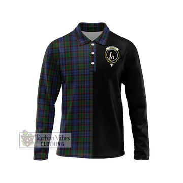 Fletcher Tartan Long Sleeve Polo Shirt with Family Crest and Half Of Me Style