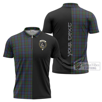 Fletcher Tartan Zipper Polo Shirt with Family Crest and Half Of Me Style