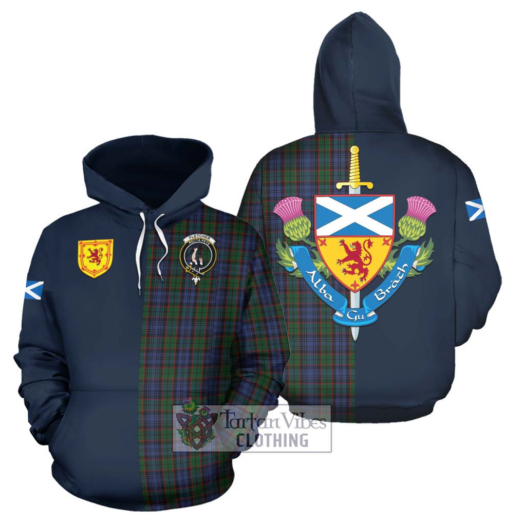 Tartan Vibes Clothing Fletcher Tartan Hoodie with Scottish Lion Royal Arm Half Style