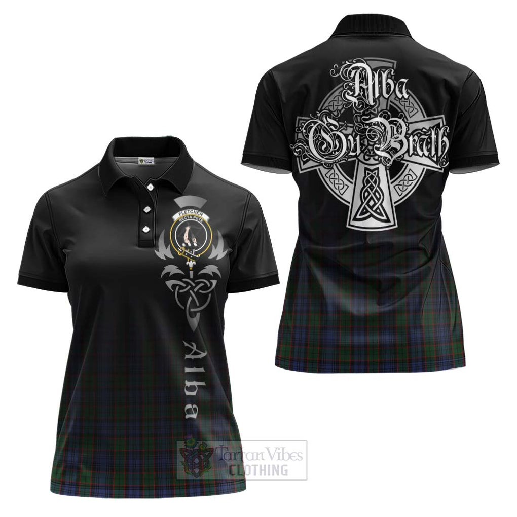 Tartan Vibes Clothing Fletcher Tartan Women's Polo Shirt Featuring Alba Gu Brath Family Crest Celtic Inspired