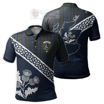 Fletcher Tartan Polo Shirt Featuring Thistle and Scotland Map