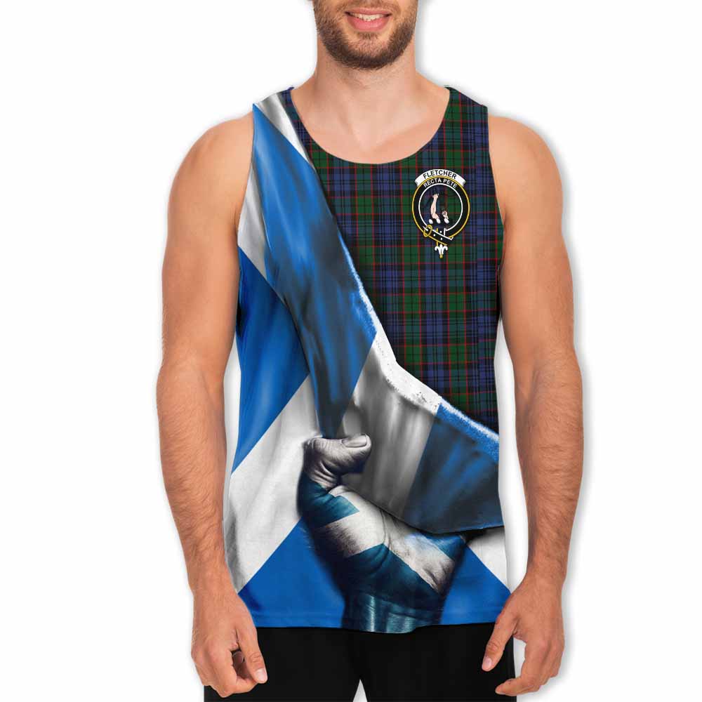 Fletcher Tartan Men's Tank Top with Family Crest Scotland Patriotic Style Men - Tartan Vibes Clothing