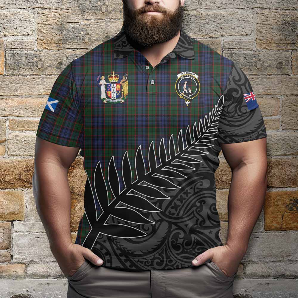 Fletcher Crest Tartan Polo Shirt with New Zealand Silver Fern Half Style