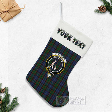 Fletcher Tartan Family Crest Christmas Stocking with Personalized Text