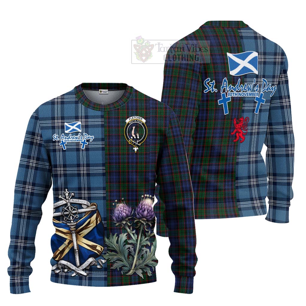 Tartan Vibes Clothing Fletcher Tartan Knitted Sweater Happy St. Andrew's Day Half Tartan Style