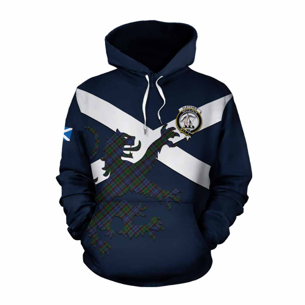 Tartan Vibes Clothing Fletcher Tartan Lion Rampant Cotton Hoodie Proudly Display Your Heritage with Alba Gu Brath and Clan Name