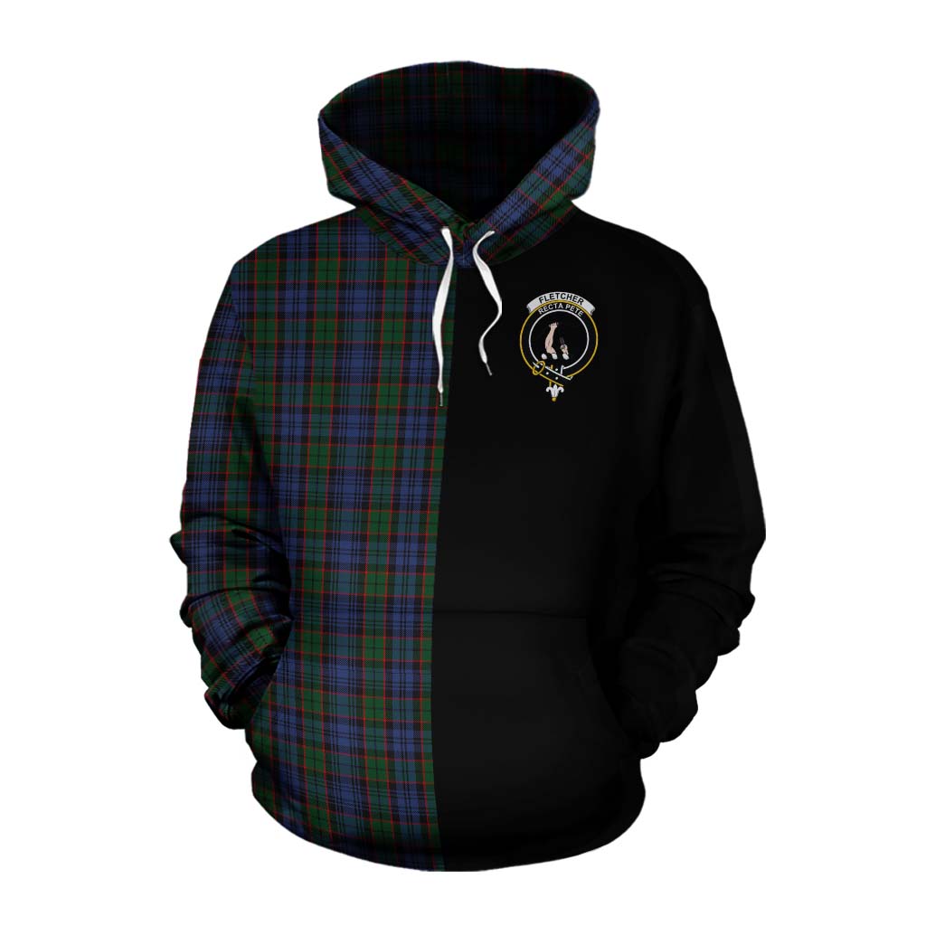 Tartan Vibes Clothing Fletcher Tartan Cotton Hoodie with Family Crest and Half Of Me Style